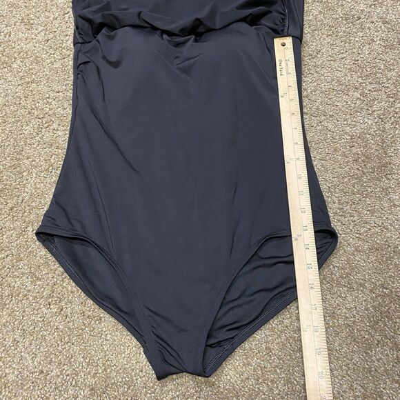 Lands End One Piece Swimsuit Dress Sz 12 Black No Underwire Padded Side Knot - Picture 16 of 16